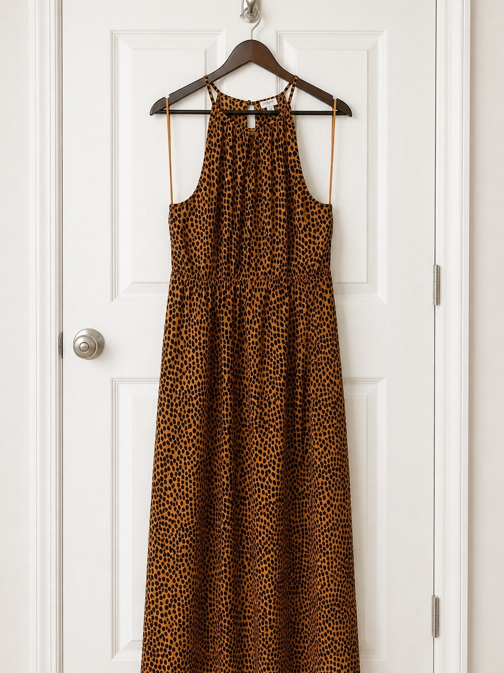 J. Crew Leopard-Print Halter Maxi Dress in Brown and Black